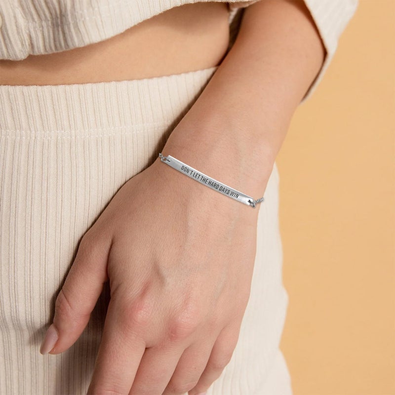 Ohmique Dont Let The Hard Days Win Bracelet - Silver Don't Let The Hard Days Win Bracelet Motivational Bangle Stainless Steel Engraved Words, Inspirational Chain Jewelry Gifts for Women Friend - Image 5