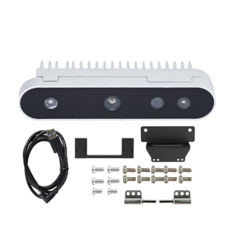 ROS2/RaspberryPi/Jetson/PC-compatible 3D vision depth camera for mapping and navigation, aluminum alloy body, matte black finish, high-precision depth sensing - Image 1