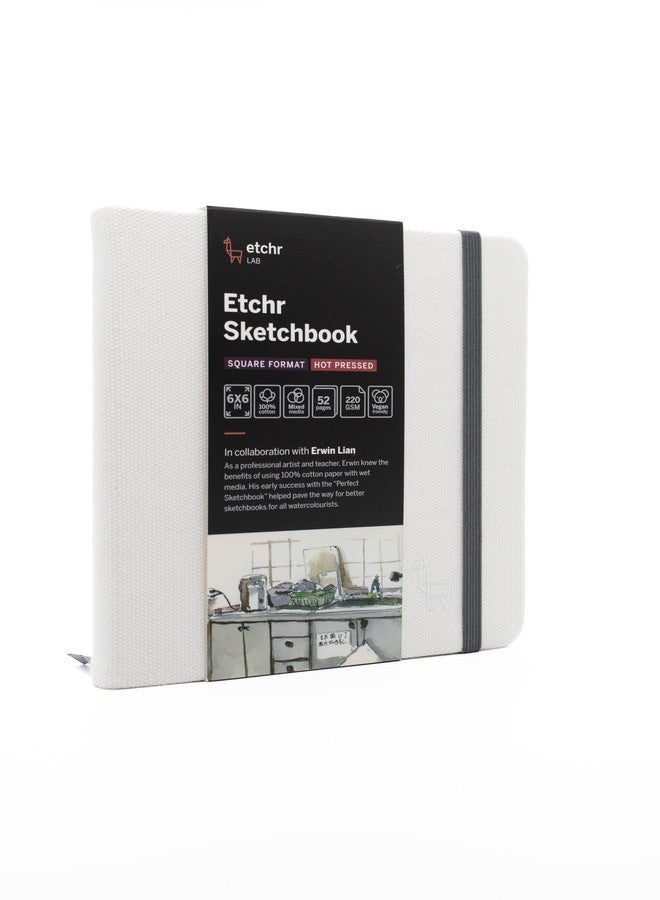 ETCHR دفتر رسم إيتشر 6 بوصة مربع - ورق مضغوط وسائط مختلطة 100% قطن - غلاف صلب - 6'x6" مع 52 صفحة - Image 2