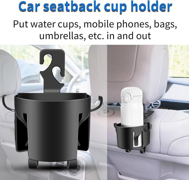 KASTWAVE Car Back Seat Cup Holder & Headrest Hooks - Multifunctional Car Organizer for Beverage Bottles, Cell Phones, Keys - Adjustable, Durable Car Storage Solution for SUV, Truck & Travel Accessories - Image 4