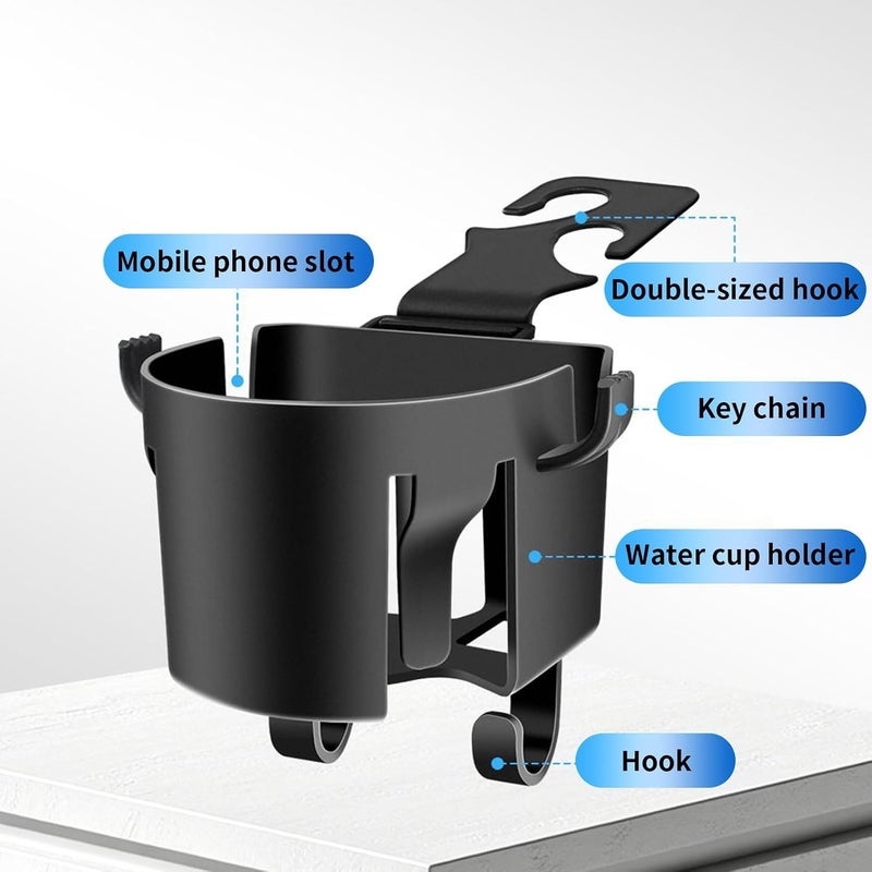 KASTWAVE Car Back Seat Cup Holder & Headrest Hooks - Multifunctional Car Organizer for Beverage Bottles, Cell Phones, Keys - Adjustable, Durable Car Storage Solution for SUV, Truck & Travel Accessories - Image 3