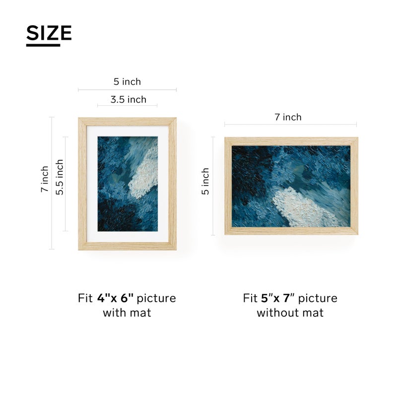 TONES FRAME DESIGN 5x7 Picture Frame  5x7 Frame Matted to 4x6  Wood Veneer Finish 5 x 7 Photo Frame with Mat Plexiglass & Stand for Tabletop & Wall Display  Natural  1 Pack - Image 2