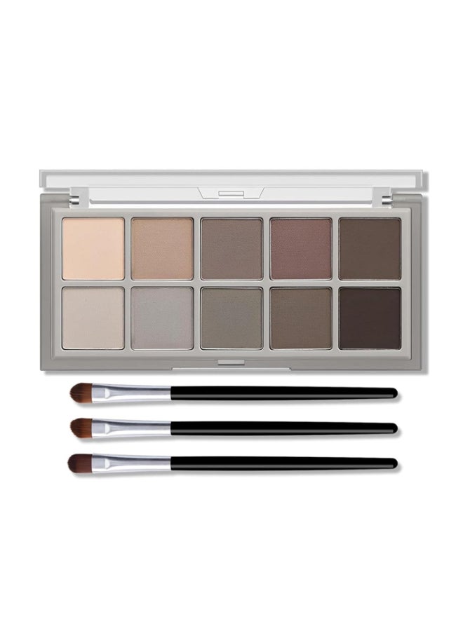 KYDA 10 Colors Smokey Grey Eyeshadow Palette Neutral Grey Smokey Eyes Palette Taupe Brown Eye Shadow Makeup UltraBlendable Pigment Long Lasting Matte Eyeshadow for Women - Image 3