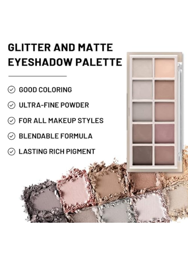 KYDA 10 Colors Smokey Grey Eyeshadow Palette Neutral Grey Smokey Eyes Palette Taupe Brown Eye Shadow Makeup UltraBlendable Pigment Long Lasting Matte Eyeshadow for Women - Image 4