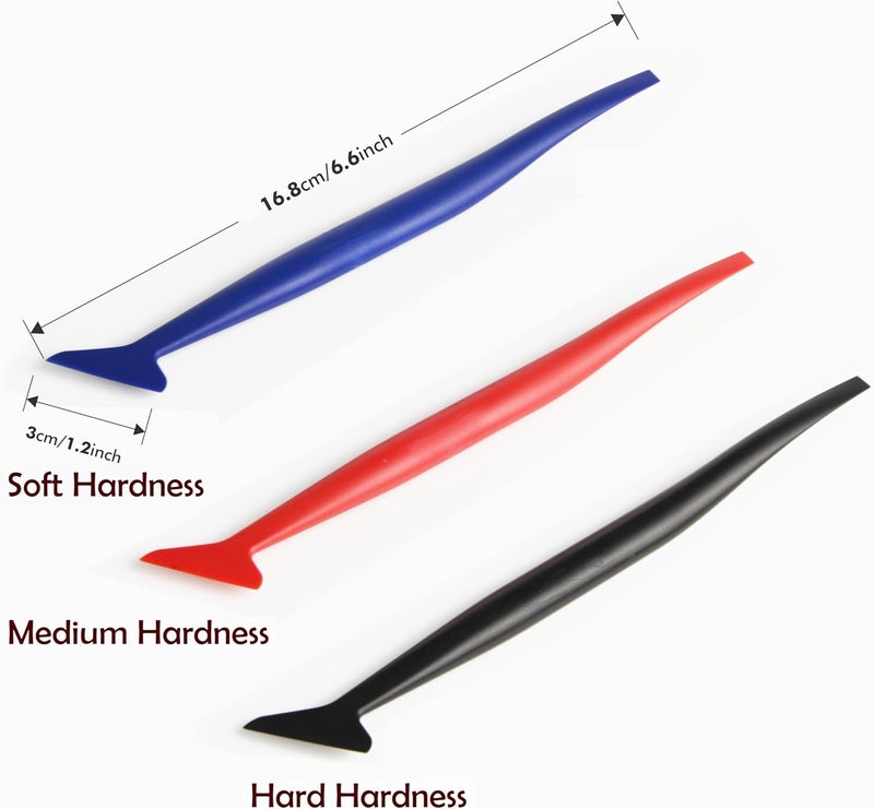 FOSHIO Vinyl Car Wrapping Flexible Micro Squeegee Curves Slot Tint Tool Set 3 in 1 with Different Hardness for Installing Vehicle Wraps and Auto Stickers - Image 4