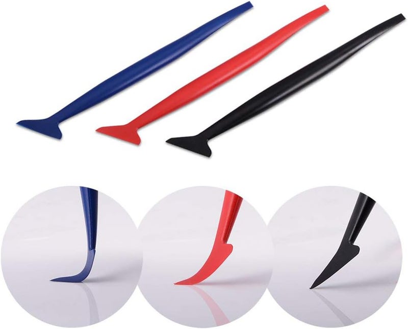FOSHIO Vinyl Car Wrapping Flexible Micro Squeegee Curves Slot Tint Tool Set 3 in 1 with Different Hardness for Installing Vehicle Wraps and Auto Stickers - Image 1