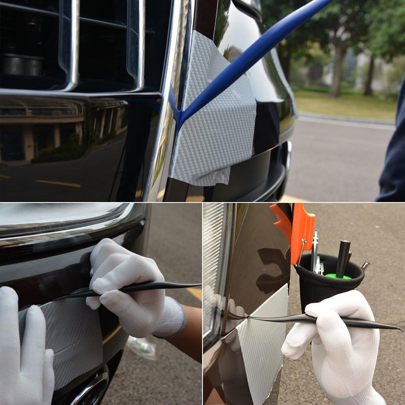 FOSHIO Vinyl Car Wrapping Flexible Micro Squeegee Curves Slot Tint Tool Set 3 in 1 with Different Hardness for Installing Vehicle Wraps and Auto Stickers - Image 3