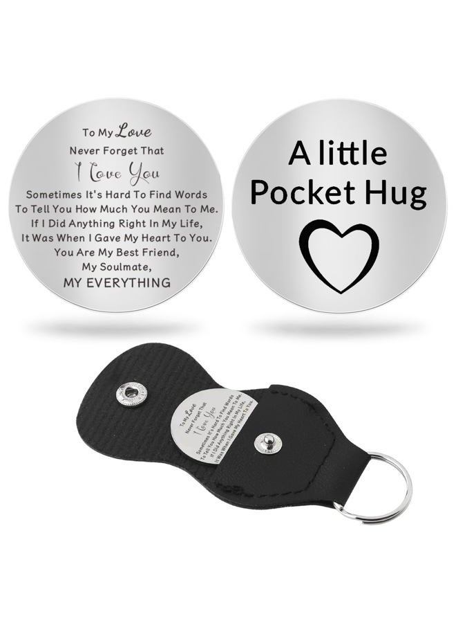 Chambom Pocket Hug Token - Double Sided Long Distance Relationship Keepsake Stainless Steel Inspirational Christmas Gifts, To My Love, S - Image 1