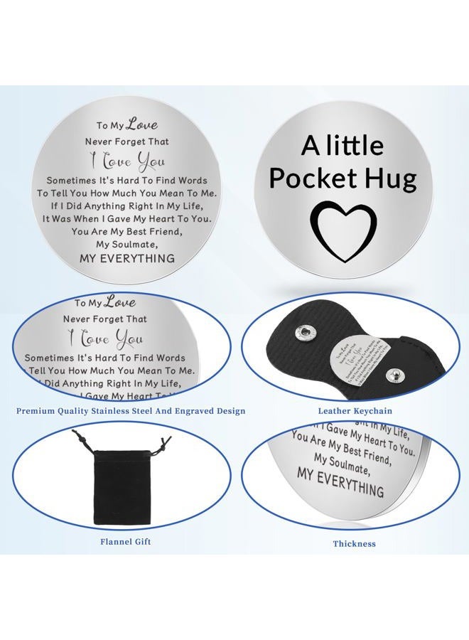 Chambom Pocket Hug Token - Double Sided Long Distance Relationship Keepsake Stainless Steel Inspirational Christmas Gifts, To My Love, S - Image 3