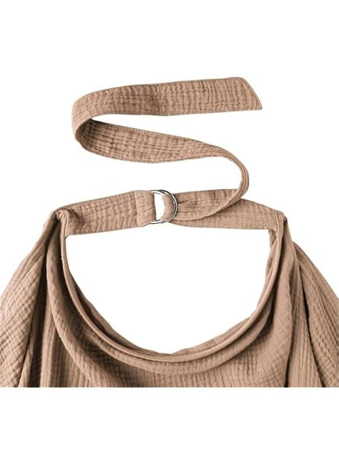 هوكور pyebe Muslin Nursing Cover for Baby Breastfeeding, Breathable 100% Cotton Breastfeeding Cover with Rigid Hoop for Mother Nursing Apron, Multi-use Carseat Canopy (Brown)  - Image 5