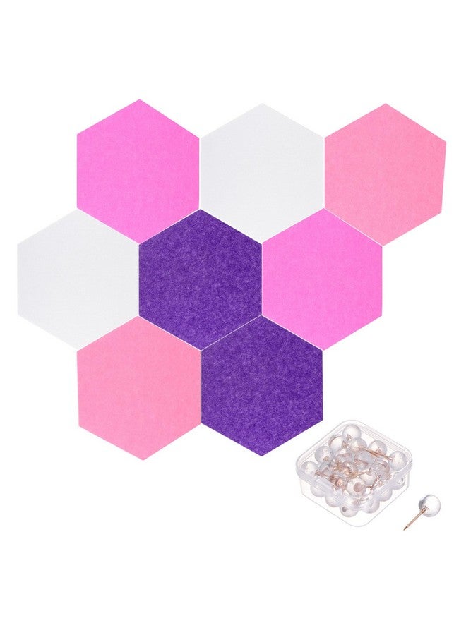 PATIKIL Felt Bulletin Board 11"X9.4" 8 Packs Self Adhesive Hexagon Felt Tiles For Sound Proofing, Wall Panels With 30 Push Pins For Home Office Recording Studio,Game Room, Set-D - Image 1