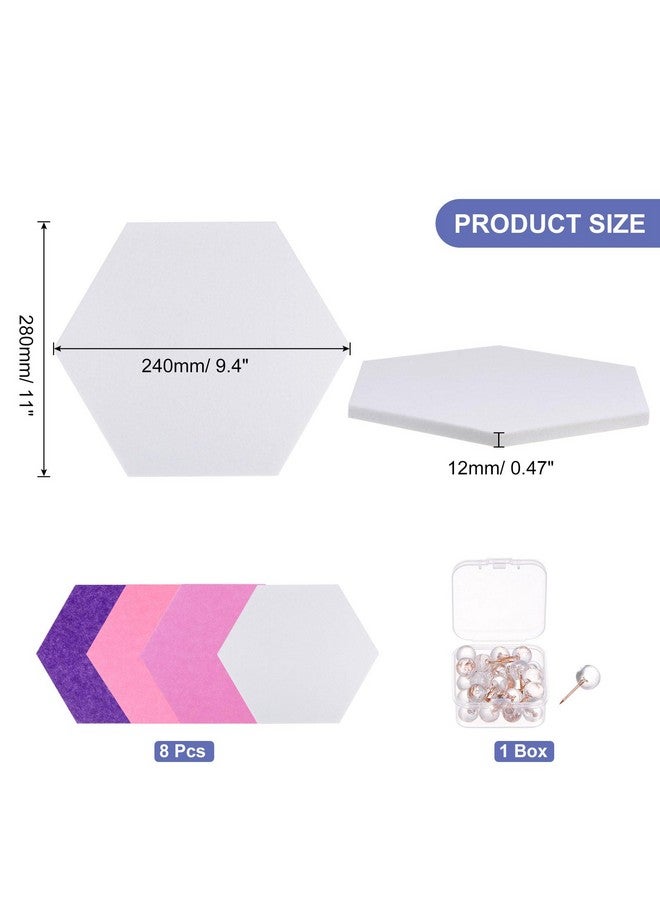 PATIKIL Felt Bulletin Board 11"X9.4" 8 Packs Self Adhesive Hexagon Felt Tiles For Sound Proofing, Wall Panels With 30 Push Pins For Home Office Recording Studio,Game Room, Set-D - Image 2