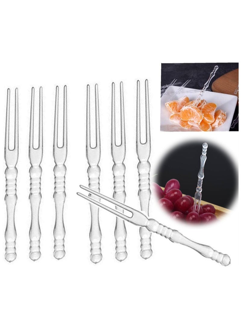 KASTWAVE شوكة فاكهة بلاستيكية قابلة للاستخدام مرة واحدة، شوكات ميني من أزوني، شوكات كوكتيل بistro، مجموعة شوكات تذوق مقبلات، شوكات كيك صغيرة (شوكة فاكهة بلاستيكية) 2 قطعة - Image 1