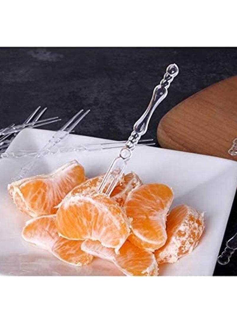 KASTWAVE شوكة فاكهة بلاستيكية قابلة للاستخدام مرة واحدة، شوكات ميني من أزوني، شوكات كوكتيل بistro، مجموعة شوكات تذوق مقبلات، شوكات كيك صغيرة (شوكة فاكهة بلاستيكية) 2 قطعة - Image 5