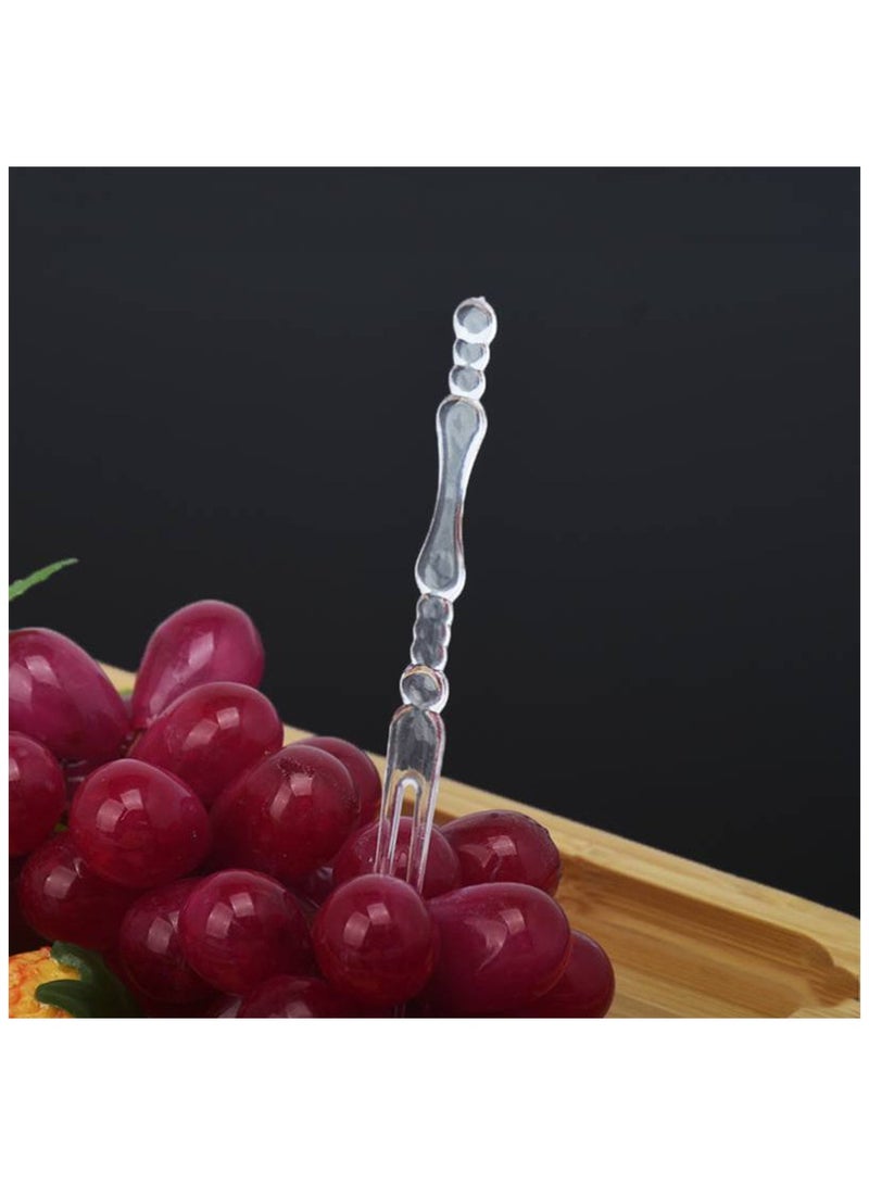 KASTWAVE شوكة فاكهة بلاستيكية قابلة للاستخدام مرة واحدة، شوكات ميني من أزوني، شوكات كوكتيل بistro، مجموعة شوكات تذوق مقبلات، شوكات كيك صغيرة (شوكة فاكهة بلاستيكية) 2 قطعة - Image 2