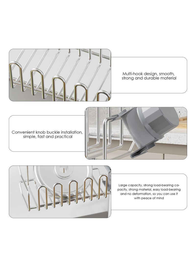 SYOSI Stainless Steel Sponge Holder for Faucet Sink, Detachable Scrub Kitchen Sink Sponge Holder Around Faucet Caddy for Bathroom, Kitchen, Sink Organizer Fits Soap, Dish, Items Storage - Image 2