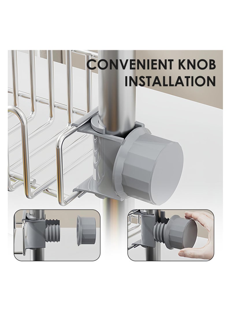 SYOSI Stainless Steel Sponge Holder for Faucet Sink, Detachable Scrub Kitchen Sink Sponge Holder Around Faucet Caddy for Bathroom, Kitchen, Sink Organizer Fits Soap, Dish, Items Storage - Image 4