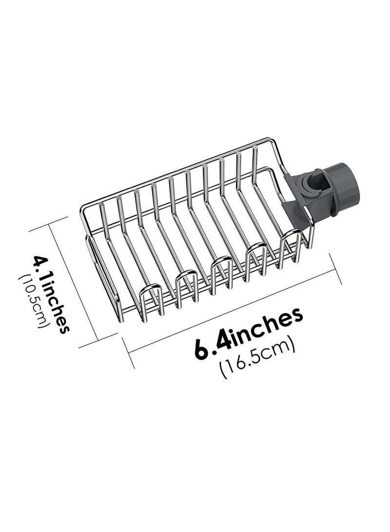 SYOSI Stainless Steel Sponge Holder for Faucet Sink, Detachable Scrub Kitchen Sink Sponge Holder Around Faucet Caddy for Bathroom, Kitchen, Sink Organizer Fits Soap, Dish, Items Storage - Image 5