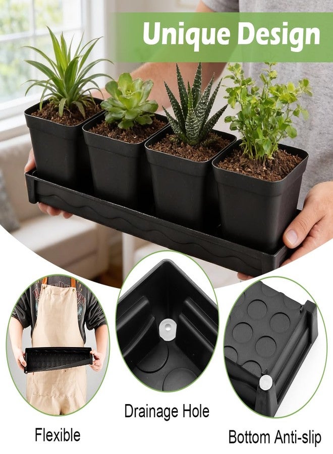RooTrimmer 5 Pack Plastic Window Sill Saucer (16"x5.5"x1.5"), Rectangular Windowsill Plant Pot Trays with Removable Drainage Hole, Thick Plant Saucer Tray for 4 inch (10CM) Flower Seedling Pots (Black) - Image 5