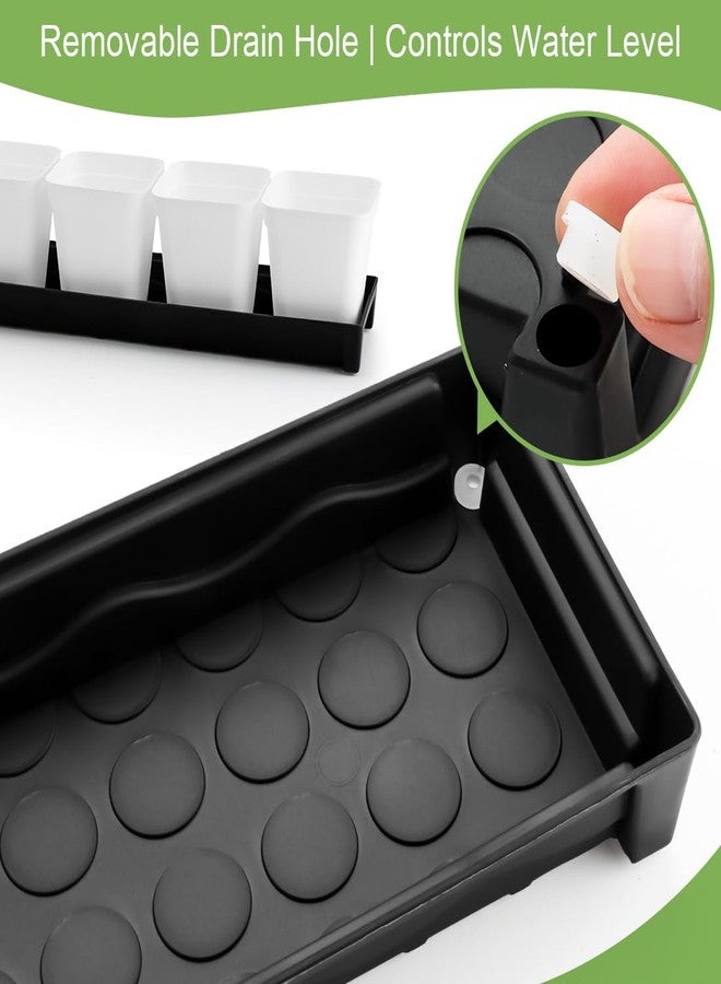 RooTrimmer 5 Pack Plastic Window Sill Saucer (16"x5.5"x1.5"), Rectangular Windowsill Plant Pot Trays with Removable Drainage Hole, Thick Plant Saucer Tray for 4 inch (10CM) Flower Seedling Pots (Black) - Image 4