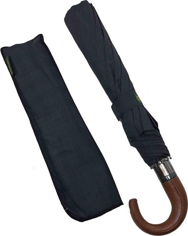 Baginn Snotline-April Leather Handle Men's Umbrella Brown Handle Bag Size Cane Handle 100 cm Diameter 45 cm Length  - Image 2