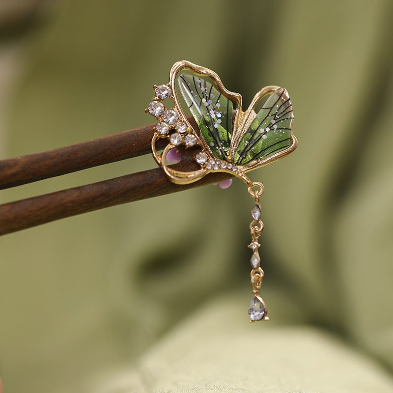 Generic NicheDesign Chinese Style Wooden Hairpin Lotus Flower Lucky Cloud New Fashion Womens Hair Accessories Daily Hair Clip Hanfu U-shaped green sandalwood [no. 30] 13cm