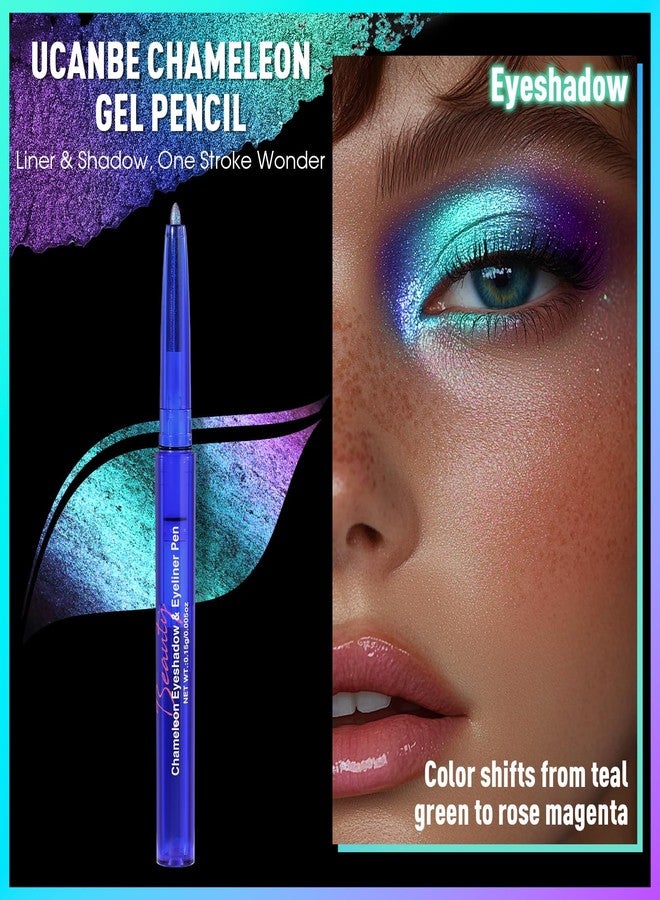UCANBE Chameleon Eyeshadow & Eyeliner Gel Pencil-Multichrome Shifting Colors Metallic Glitter Eye Makeup,Waterproof Long-Lasting Smudge-Proof Multi-Dimensional Color (Teal Green to Rose Magenta) - Image 2