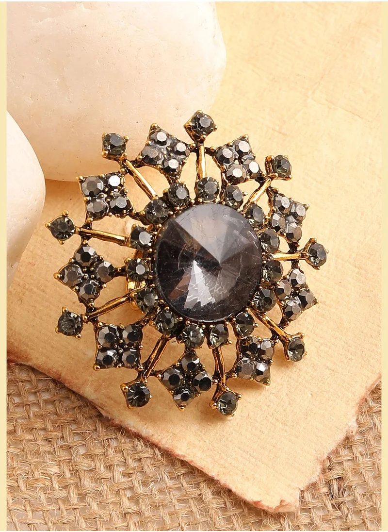 SOHI Gold Plated Party Designer Stone Ring For Women
