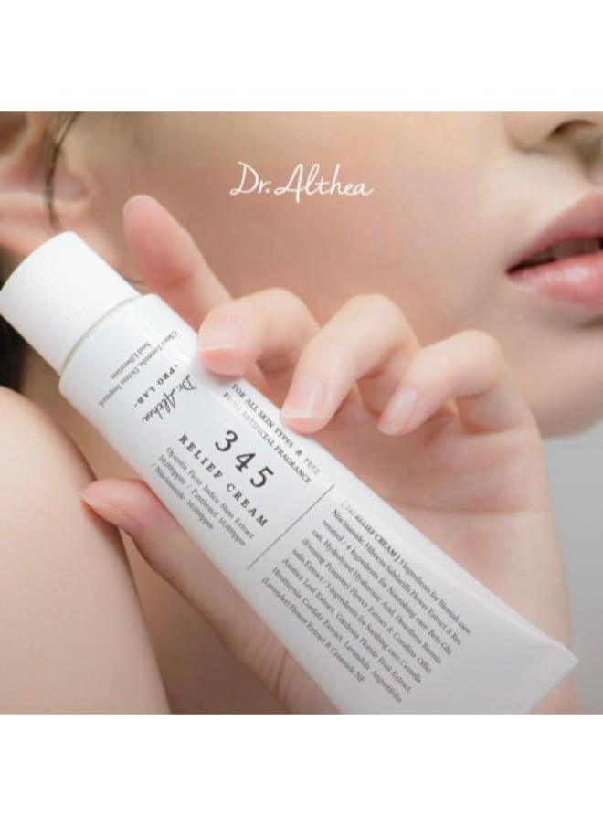 Dr.althea - Dr.Althea 345 Relief Cream, Daily Face Moisturizer, Blemish Relief Care, Soothing Recovery & Moisture with Niacinamide, Panthenol, Korean Vegan Skincare for All Skin Types 50ml. - Image 1