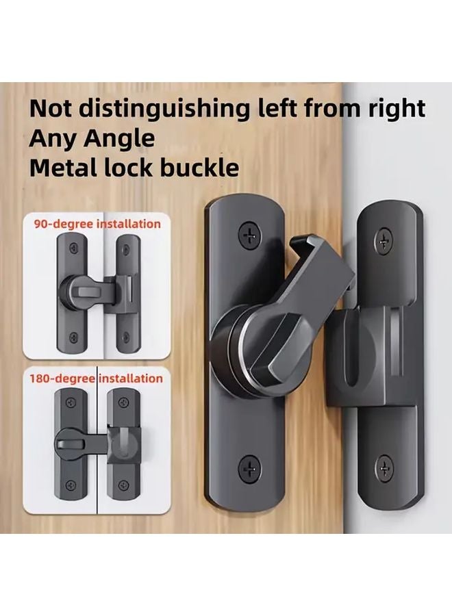 Heavy Duty Anti Theft Door Handle Black Adjustable Sliding Bolt Manual Control - Image 2