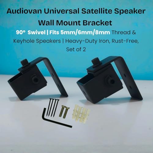 Audiovan Iron Satellite Speaker Wall Mount/Speaker Wall Bracket Thread Hole 5 MM, 6 MM, 8 MM (/Keyhole Speakers - Universal Type (Speaker Wall Mount, Black) - Image 4