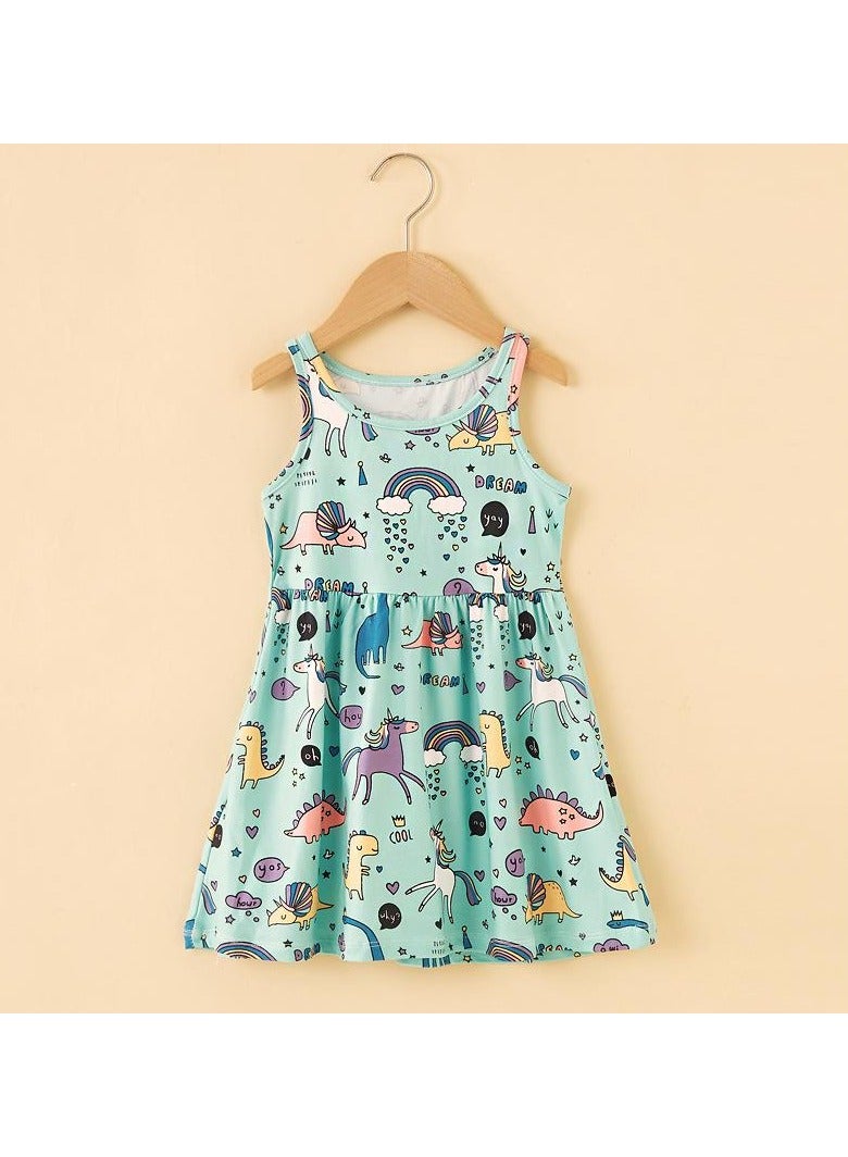 Loquat Cross-border New Milk Silk Printed Children's Dress  - Image 1