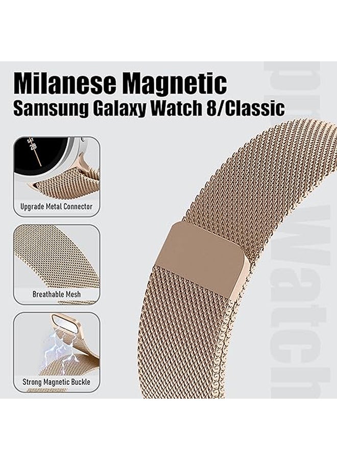O Ozone Milanese Loop Metal Band for Samsung Galaxy Watch 8 Band 40mm 44mm/8 Classic 46mm Women Men,Mesh Magnetic Stainless Steel Replacement Strap - Rose Gold - Image 3