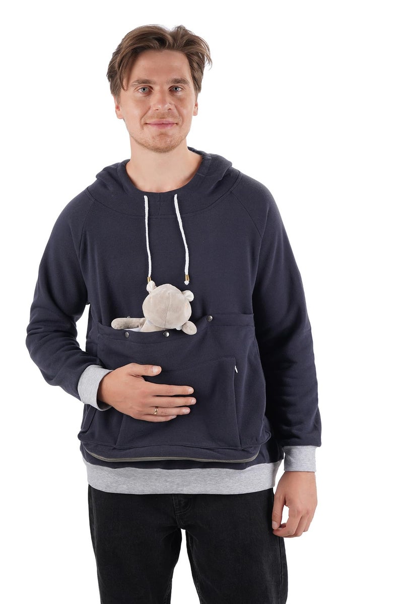 Alyc Cat Dog Carrier Hoodie Big Pet Pouch Sweatshirt Puppy Kitten Holder Carrier Pullover Top Kangaroo Unisex Hoodies Adult Medium Navy - Image 2
