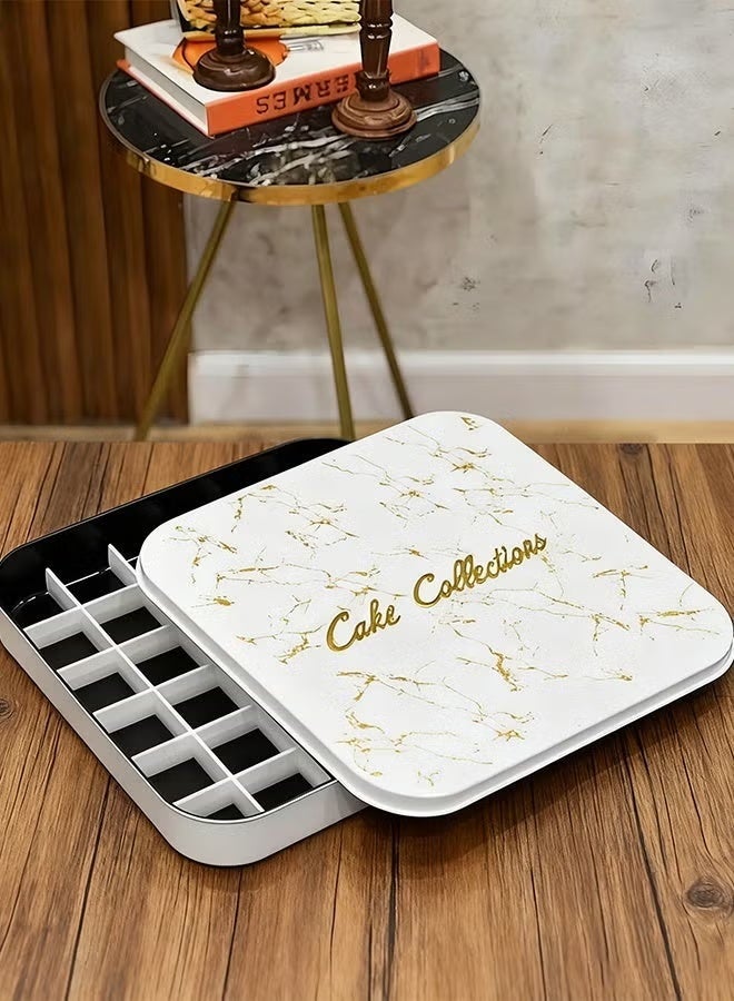 PHISMA Dessert and cake molds, non-stick cake containers, square cake boxes with plastic dividers - square marble pattern - Image 3