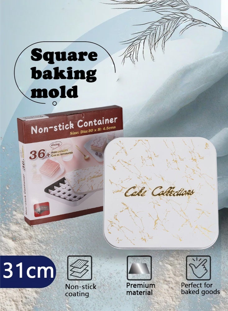 PHISMA Dessert and cake molds, non-stick cake containers, square cake boxes with plastic dividers - square marble pattern - Image 5