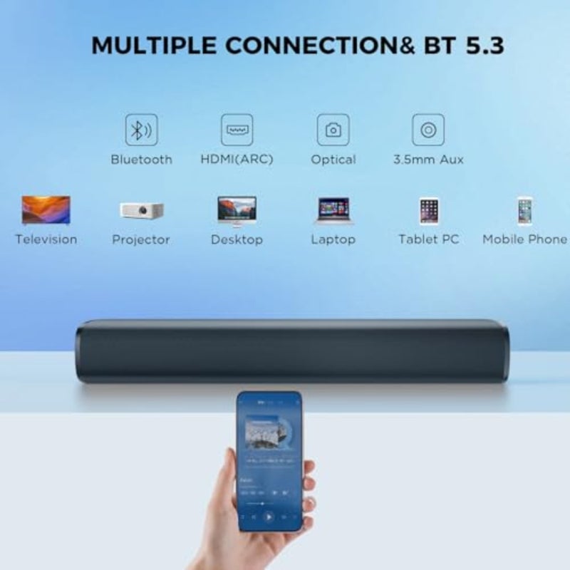 Sound Bar, 50W Soundbar for Smart TV Bluetooth 5.3 Speaker 17Inch with ARC/Optical/AUX Connection Surround for Home Theater Audio TV/PC/Gaming/Projectors - Image 5