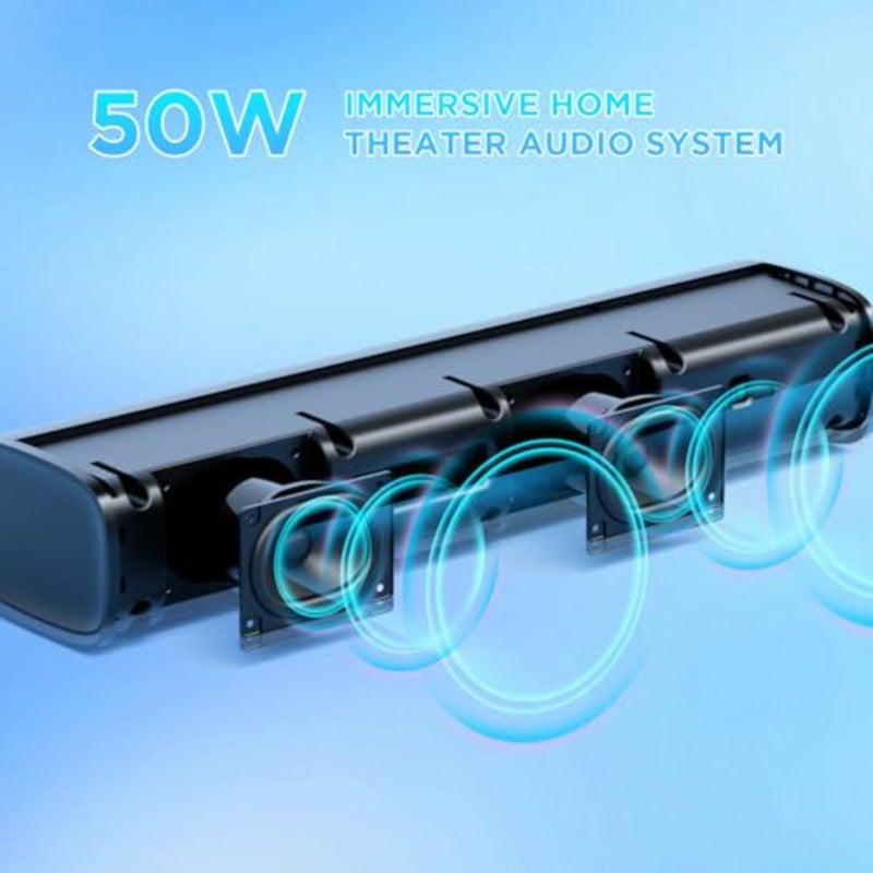Sound Bar, 50W Soundbar for Smart TV Bluetooth 5.3 Speaker 17Inch with ARC/Optical/AUX Connection Surround for Home Theater Audio TV/PC/Gaming/Projectors - Image 2