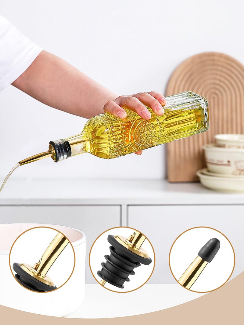 Ruiao 2 Pcs Olive Oil Dispenser Bottle for Kitchen,17oz Clear Glass Cooking Oil and Vinegar Dispenser Set, Coffee Syrup Dispenser with 2 Pourers and 1 Funnel (Two squares) - Image 4