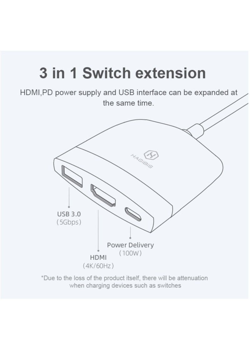 Hagibis - Switch Dock TV Dock for Nintendo Switch Portable Docking Station USB C to 4K HDMI-compatible USB 3.0 Hub for Macbook Pro - Image 1