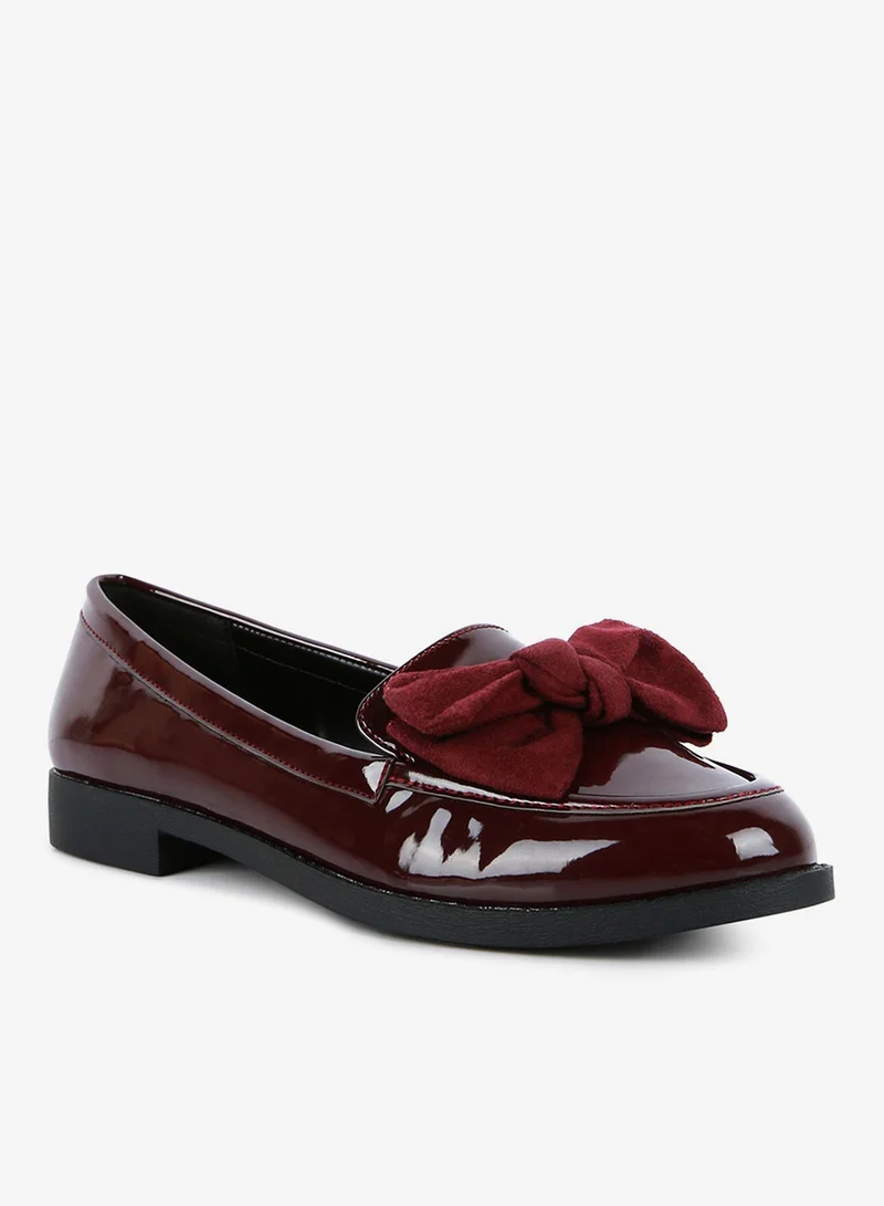 London Rag Burgundy Burgundy Bow-Tie Loafers for Women | Best Price UAE