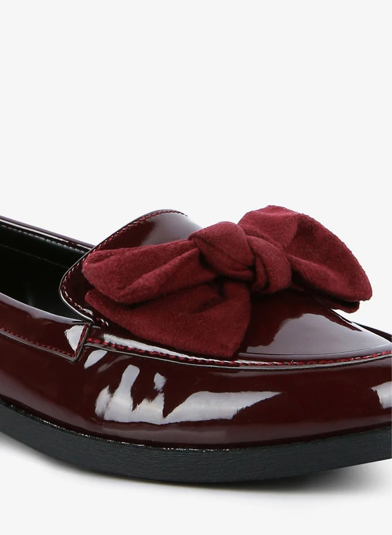 London Rag Burgundy Burgundy Bow-Tie Loafers for Women | Best Price UAE
