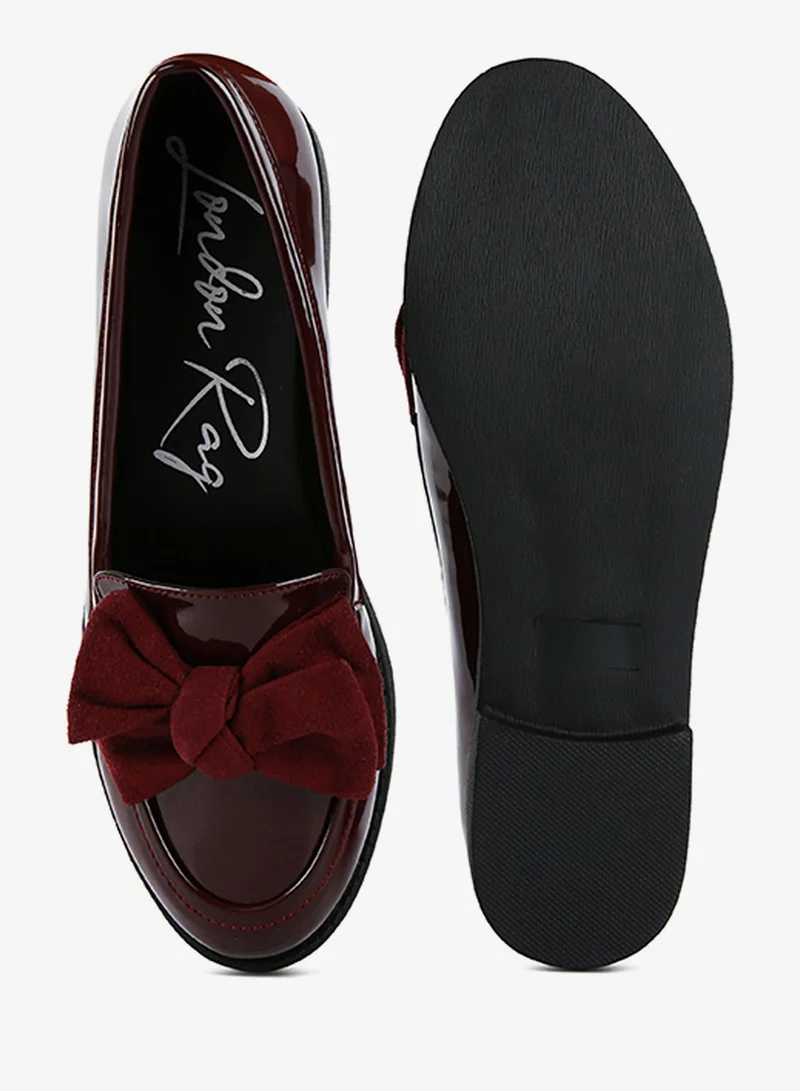 London Rag Burgundy Burgundy Bow-Tie Loafers for Women | Best Price UAE