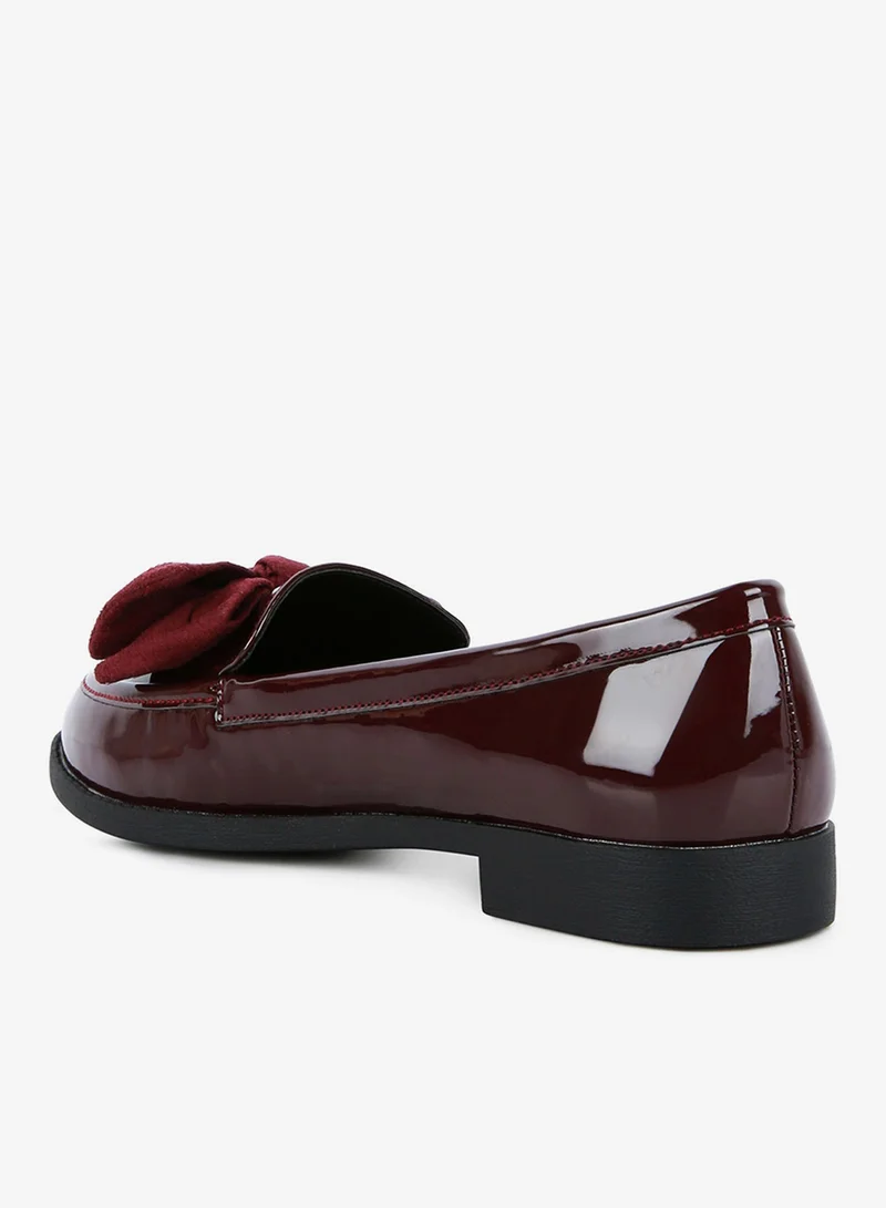 London Rag Burgundy Burgundy Bow-Tie Loafers for Women | Best Price UAE