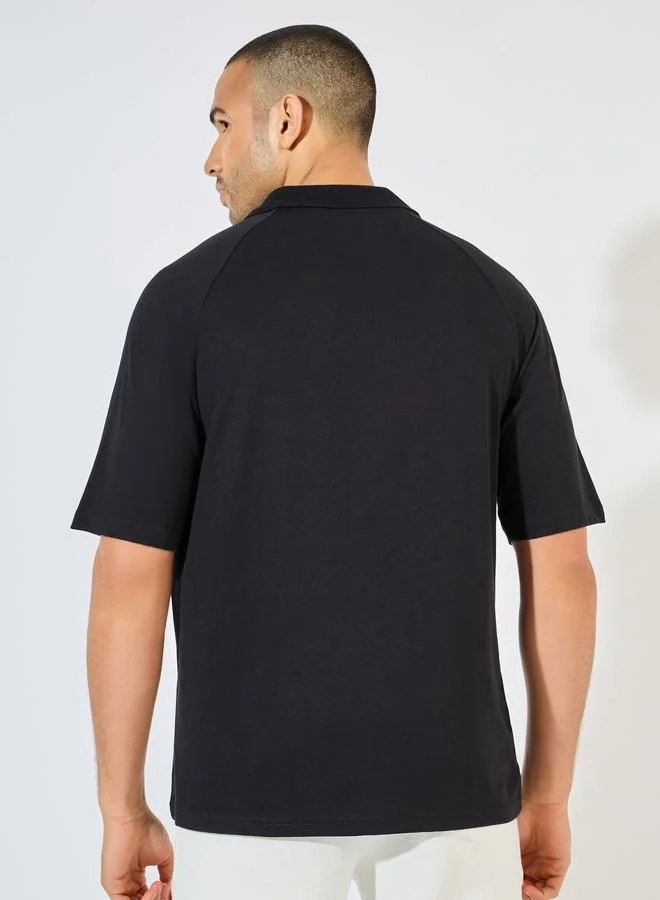 Styli Oversized Heavy Cotton Jersey Raglan Polo