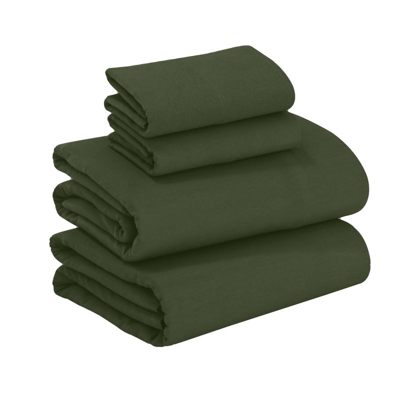 RUVANTI 100% Cotton Flannel Sheets Queen Size - 4 Piece Warm, Soft & Breathable, Deep Pocket, Double Brushed Cozy All Season Bedding Set, Olive Green - Image 1