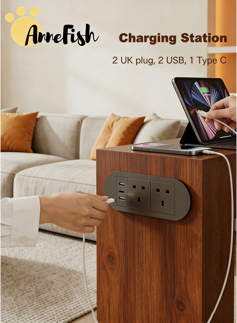 آن فش طاولة كونسول بأبعاد 140 × 30 × 90 سم مزودة بمخرج طاقة، بتصميم ريفي، مناسبة للمداخل وغرف المعيشة. - Image 3