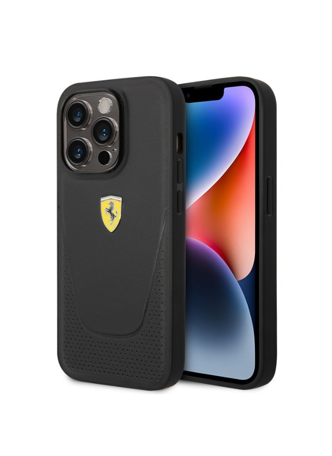 Ferrari Ferrari Leather Vici Perforated Hard Case for iPhone 14 Pro Max - Black [ FEHCP14XRVIK ]  - Image 3