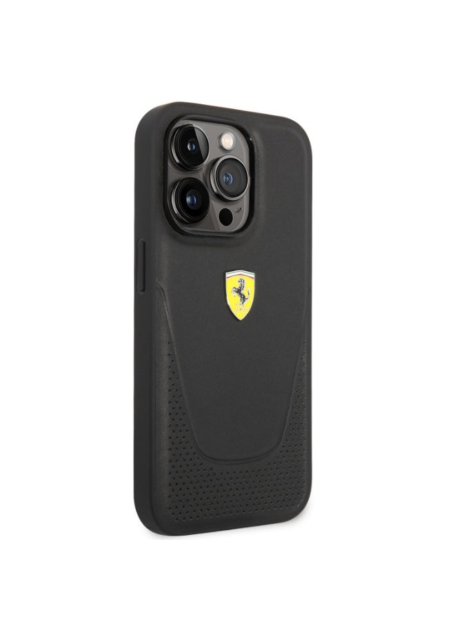Ferrari Ferrari Leather Vici Perforated Hard Case for iPhone 14 Pro Max - Black [ FEHCP14XRVIK ]  - Image 2