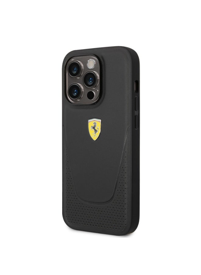 Ferrari Ferrari Leather Vici Perforated Hard Case for iPhone 14 Pro Max - Black [ FEHCP14XRVIK ]  - Image 4